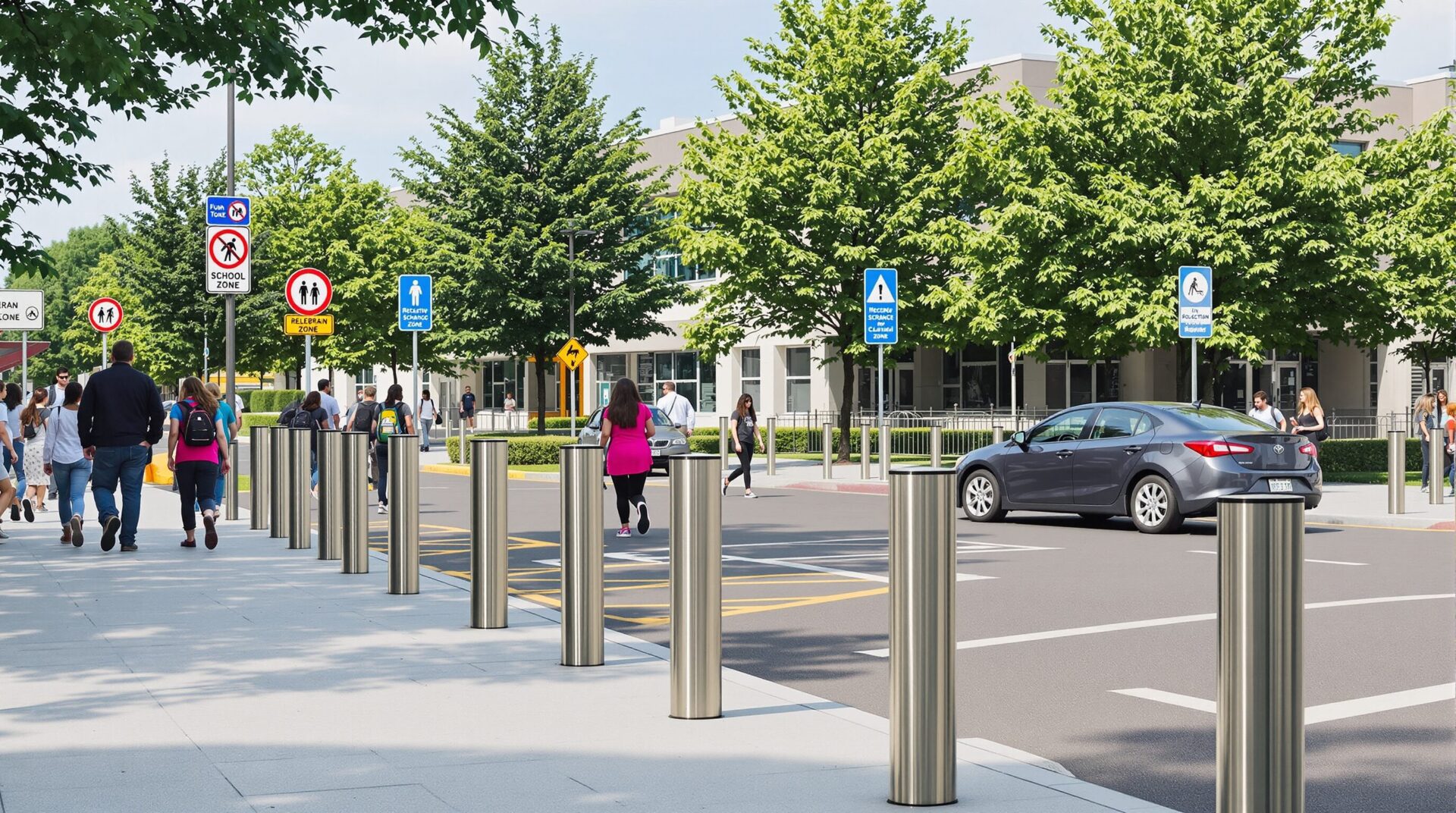 Comment les bornes escamotables protègent-elles les abords des écoles ?